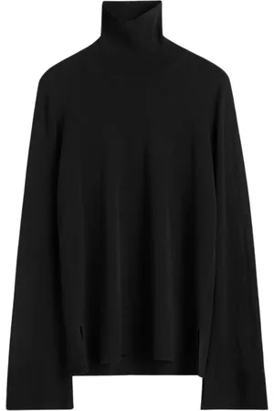 Totême Strik, Dame, Sort, M, Cashmere, Gennemsigtig Ærme Turtleneck Sweater