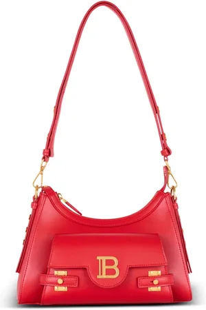 Balmain Taske, Dame, Rød, ONE SIZE, Uld, Kalveskind B-Buzz Hobo taske