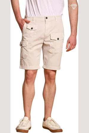 Masons Shorts, Herre, Hvid, 2XL, Satin, Cargo Bermuda Shorts i Stretch Satin