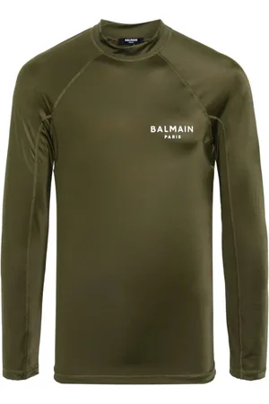 Balmain Top, Herre, Grøn, M, Nylon, Long Sleeve Tops