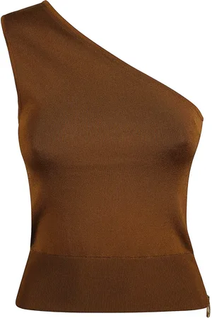 Patou Top, Dame, Brun, M, Uld, Brun One Shoulder Strik Top
