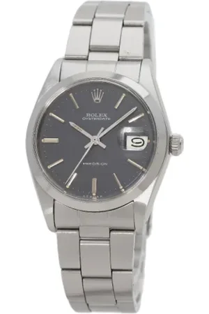 Rolex Pre-owned, Herre, Sort, ONE SIZE, Tyl, Pre-owned Rustfrit stal watches