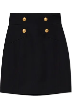 Balmain Nederdel, Dame, Sort, 2XS, Bomuld, Nederdel med dekorative knapper