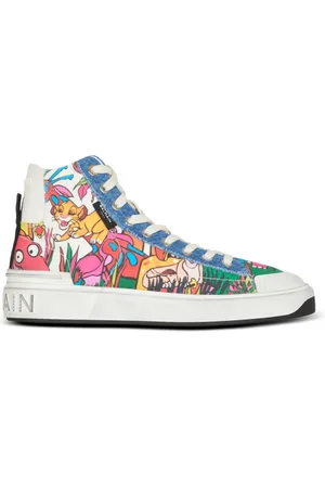Balmain Sko, Herre, Flerfarvet, 41 EU, Bomuld, Disney x : The Lion King - Baskets B-Court High Top trykt Børn Forudgående