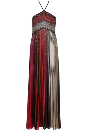 Missoni Kjole, Dame, Flerfarvet, M, Stribet Maxi Kjole med Halterneck