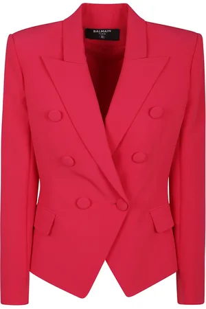 Balmain Jakke, Dame, Lyserød, L, Uld, Rosa & Lilla Jakke med Unik Lukning