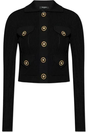 Balmain Strik, Dame, Sort, S, Uld, Blondebluse med krave
