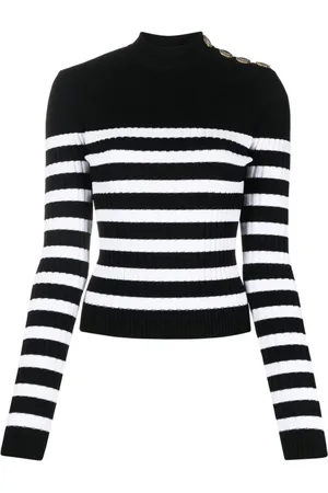 Balmain Strik, Dame, Sort, L, Polyester, Sweatshirts