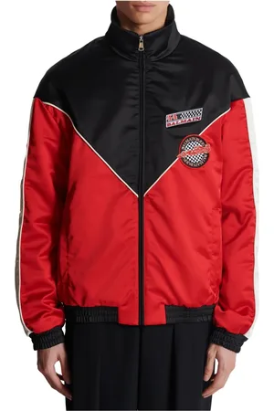 Balmain Jakke, Herre, Rød, S, Satin, Satin Racing jakke i tre farver