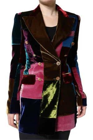 Dolce & Gabbana Jakke, Dame, Flerfarvet, XS, Bomuld, Patchwork Blazer Jakke med Silkeforing