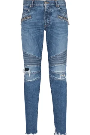 Balmain Jeans, Herre, Blå, W33, Bomuld, Slim-fit bomuldsjeans