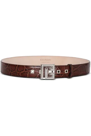 Balmain Tilbehør, Herre, Brun, 90 CM, Læder, PB bælte i krokodille-print læder