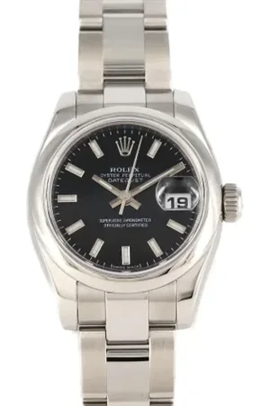 Rolex Pre-owned, Dame, Sort, ONE SIZE, Tyl, Pre-owned Rustfrit stal watches