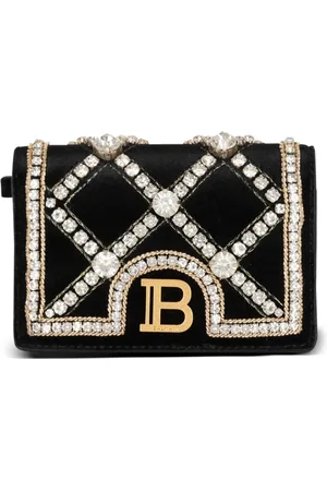 Balmain Tilbehør, Dame, Sort, ONE SIZE, Bomuld, Kortholder B-Buzz i fløjl og perler