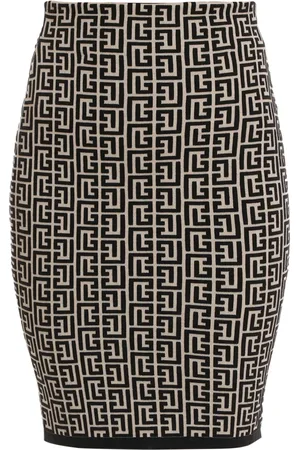 Balmain Nederdel, Dame, Flerfarvet, M, Uld, bicolor jacquard strikket nederdel