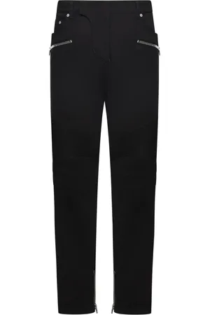 Balmain Jeans, Herre, Sort, W30, Bomuld, Sorte Biker Jeans med Ribbede Detaljer
