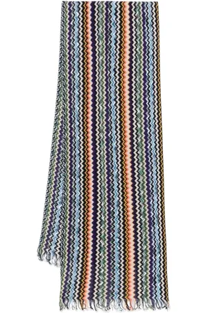 Missoni Tilbehør, Herre, Flerfarvet, ONE SIZE, Uld, Lilla frynsekant tørklæde