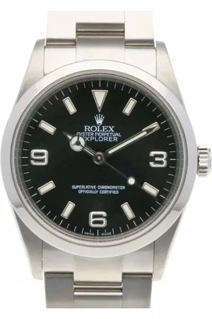 Rolex Pre-owned, Herre, Sort, ONE SIZE, Tyl, Pre-owned Rustfrit stal watches