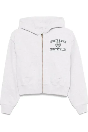 Sporty & Rich Sweathshirts & Hoodies, Dame, Grå, S, Uld, Grå Hættetrøje med Lynlås