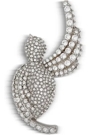 Balmain Tilbehør, Dame, Grå, ONE SIZE, Rhinestone og palladium Svalen broche