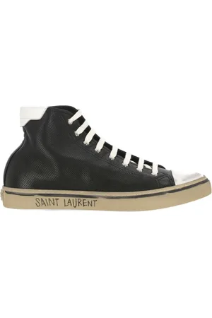 Saint Laurent Sko, Herre, Sort, 41 EU, Læder, Sorte Lædersneakers med Relieflogo