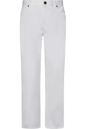 Balmain Jeans, Herre, Hvid, W33, Bomuld, Hvide Straight-Leg Jeans med Logo Broderi
