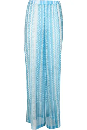Missoni Bukser, Dame, Blå, XS, Polyester, Gennemsigtige Brede Benbukser