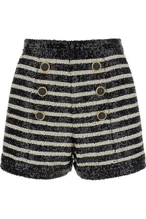 Balmain Shorts, Dame, Flerfarvet, S, Uld, Paillet Stribe Shorts