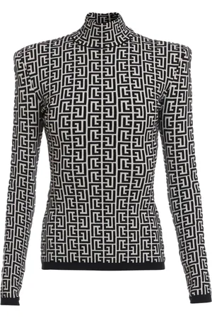 Balmain Strik, Dame, Sort, 2XS, Uld, Striktrøje med Monogram