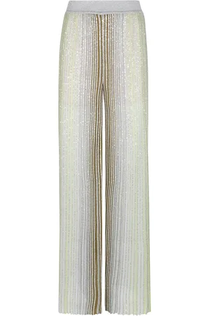 Missoni Bukser, Dame, Grøn, M, Grøn Plisseret Viskosebukser