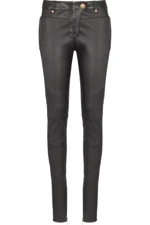 Balmain Bukser, Dame, Sort, S, Læder, Stretch Læderbukser