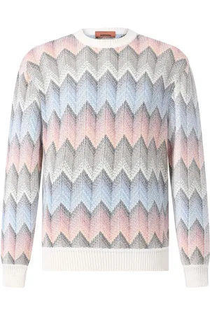 Missoni Strik, Herre, Flerfarvet, XL, Zigzag Mønster Sweater