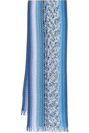 Missoni Tilbehør, Herre, Blå, ONE SIZE, Uld, Blå Frynsekant Tørklæde