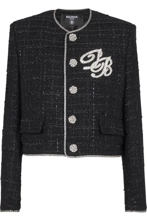 Balmain Jakke, Herre, Sort, S, Tweed, Kort Tweed Jakke