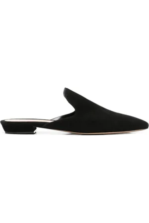 Gianvito Rossi Sko, Dame, Sort, 37 1/2 EU, Suede, Sort Nubuck Mules med Almond Toe