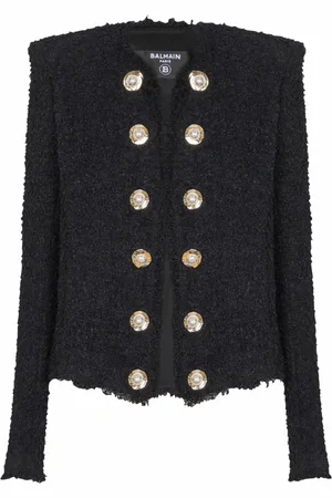 Balmain Jakke, Dame, Sort, 2XS, Tweed, Kant-til-kant tweedjakke