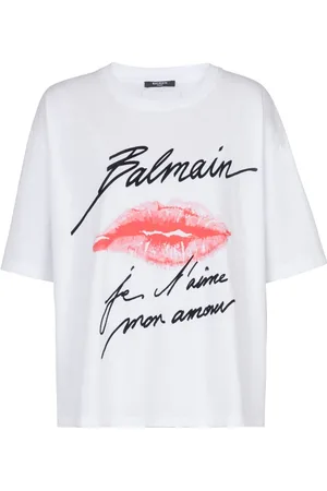 Balmain Top, Dame, Hvid, M, Kiss Print Grafisk T-shirt