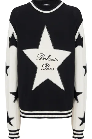 Balmain Strik, Herre, Sort, M, Bomuld, Trøje med stjernemønster