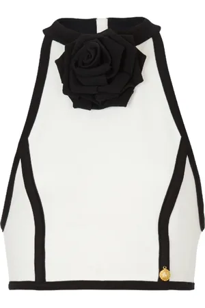 Balmain Top, Dame, Hvid, S, Uld, Top med rose detalje