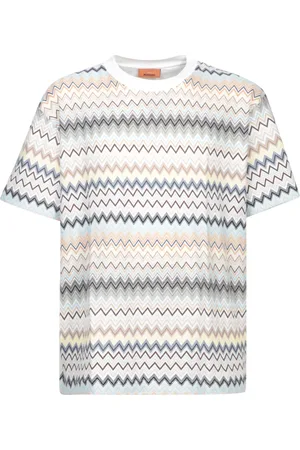 Missoni Top, Herre, Flerfarvet, XL, Bomuld, Zigzag Print Crew Neck T-shirt