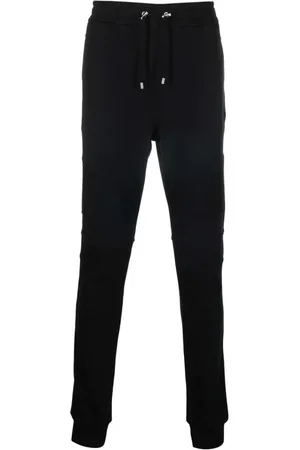 Balmain Bukser, Herre, Sort, S, Bomuld, Sort bomulds joggingbukser med flock-stil