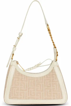 Balmain Taske, Dame, , ONE SIZE, Uld, Skulder taske i monogram jacquard lærred og læder
