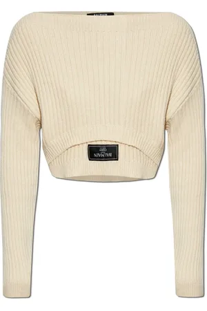 Balmain Strik, Dame, , M, Bomuld, Kort sweater med patch