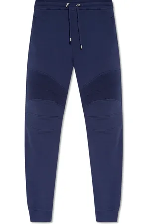 Balmain Bukser, Herre, Blå, M, Bomuld, Sweatpants med logo
