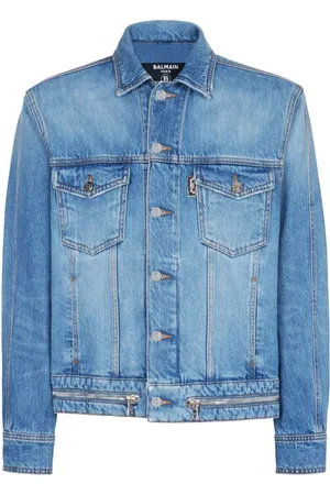 Balmain Jakke, Herre, Blå, 2XL, Denim, Blå Denim Jakke med Knapper