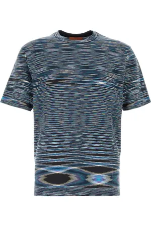 Missoni Top, Herre, Blå, XS, Bomuld, Broderet Bomulds T-Shirt