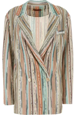 Missoni Jakke, Dame, Flerfarvet, S, Grøn Lamé Stribet Blazer Jakke
