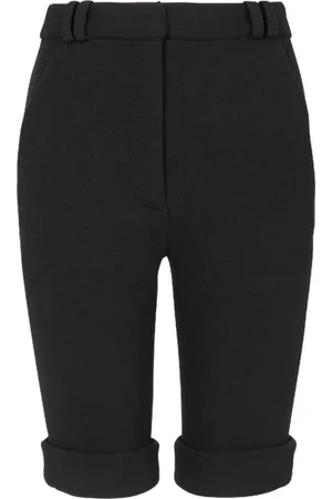 Balmain Shorts, Dame, Sort, XS, Uld, Cykelshorts i dobbelt crepe