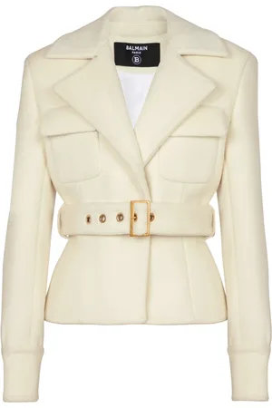 Balmain Jakke, Dame, , M, Uld, Uld bæltet frakke