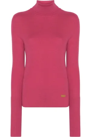 Balmain Strik, Dame, Lyserød, L, Uld, Fuchsia Jersey Sweater